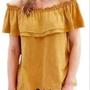 Matilda Jane Off The Shoulder Top Mustard Yellow Ruffles Size Medium